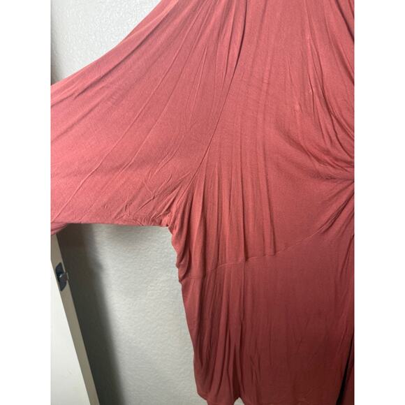 Ellos Plus 5X 38/40 Coral Orange Twist V Neck 3/4 Sleeve Knit Shirt Tunic Top - Picture 4 of 7